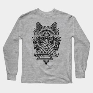 Valknut Symbol and wolf Long Sleeve T-Shirt